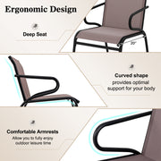 Costway - Modern Patio Chairs Set of 2 with Breathable Fabric for Porch-Coffee