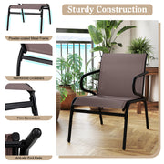 Costway - Modern Patio Chairs Set of 2 with Breathable Fabric for Porch-Coffee
