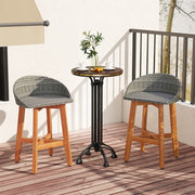 Costway - Outdoor Faux Rattan Bar Chairs Set of 2 with Ergonomic Backrests and Footrests-Gray