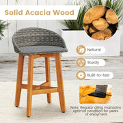 Costway - Outdoor Faux Rattan Bar Chairs Set of 2 with Ergonomic Backrests and Footrests-Gray