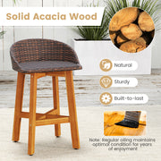 Costway - Outdoor Faux Rattan Bar Chairs Set of 2 with Ergonomic Backrests and Footrests-Brown