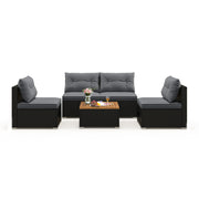 Costway - 5 Piece Outdoor Furniture Set with Solid Tabletop and Soft Cushions-Gray
