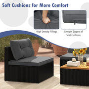 Costway - 5 Piece Outdoor Furniture Set with Solid Tabletop and Soft Cushions-Gray