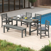 Costway - HDPE All Weather Patio Dining Chairs Set of 2 with Wide Armrests-Gray