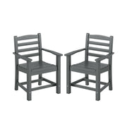 Costway - HDPE All Weather Patio Dining Chairs Set of 2 with Wide Armrests-Gray