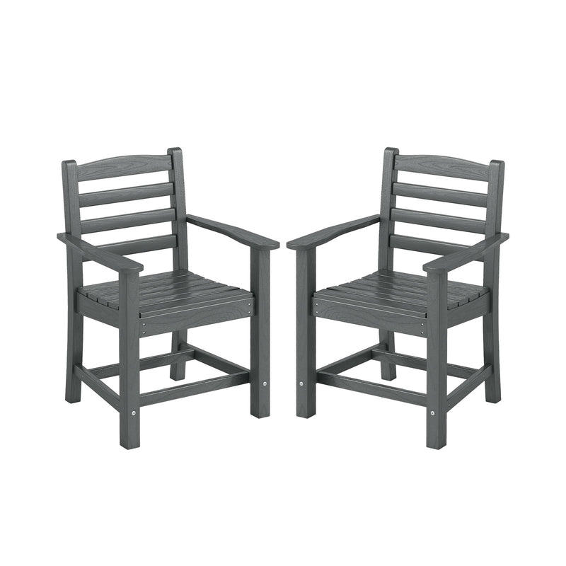 Costway - HDPE All Weather Patio Dining Chairs Set of 2 with Wide Armrests-Gray