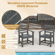 Costway - HDPE All Weather Patio Dining Chairs Set of 2 with Wide Armrests-Gray