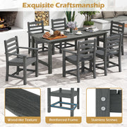 Costway - HDPE All Weather Patio Dining Chairs Set of 2 with Wide Armrests-Gray