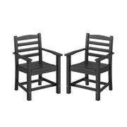 Costway - HDPE All Weather Patio Dining Chairs Set of 2 with Wide Armrests-Black