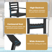 Costway - HDPE All Weather Patio Dining Chairs Set of 2 with Wide Armrests-Black