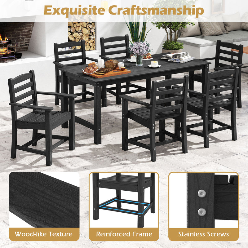 Costway - HDPE All Weather Patio Dining Chairs Set of 2 with Wide Armrests-Black