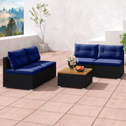 Costway - 5 Piece Outdoor Furniture Set with Solid Tabletop and Soft Cushions-Navy