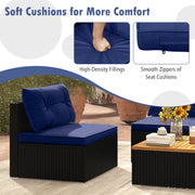 Costway - 5 Piece Outdoor Furniture Set with Solid Tabletop and Soft Cushions-Navy