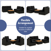 Costway - 5 Piece Outdoor Furniture Set with Solid Tabletop and Soft Cushions-Black