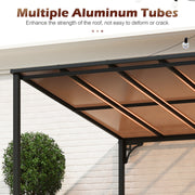 Costway - Wall-Mounted Patio Gazebo Large Outdoor Hardtop Pergola with Sloped Polycarbonate Roof-Black