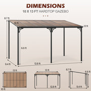 Costway - Wall-Mounted Patio Gazebo Large Outdoor Hardtop Pergola with Sloped Polycarbonate Roof-Black
