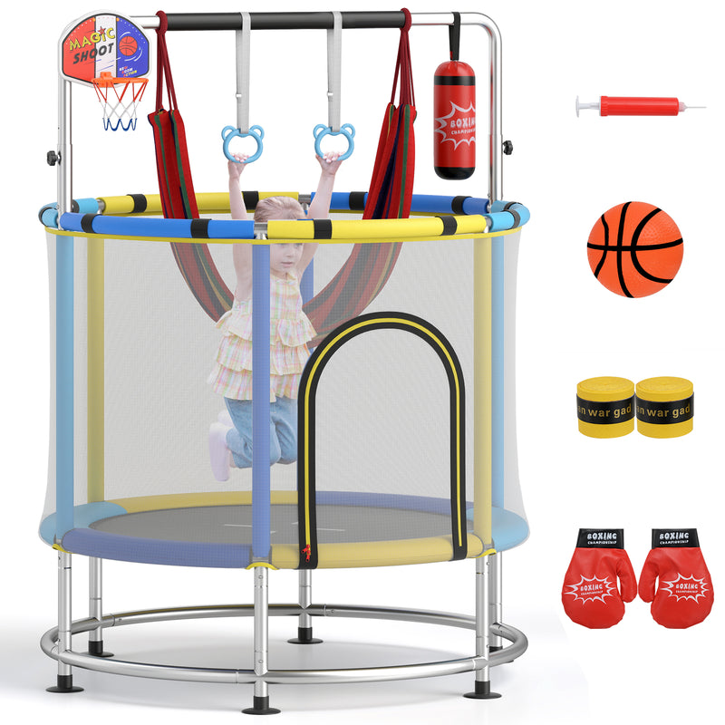 Costway - 55" Kids Trampoline Gift for for 3-6 Years Old Boys and Girls-Navy