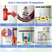 Costway - 55" Kids Trampoline Gift for for 3-6 Years Old Boys and Girls-Navy