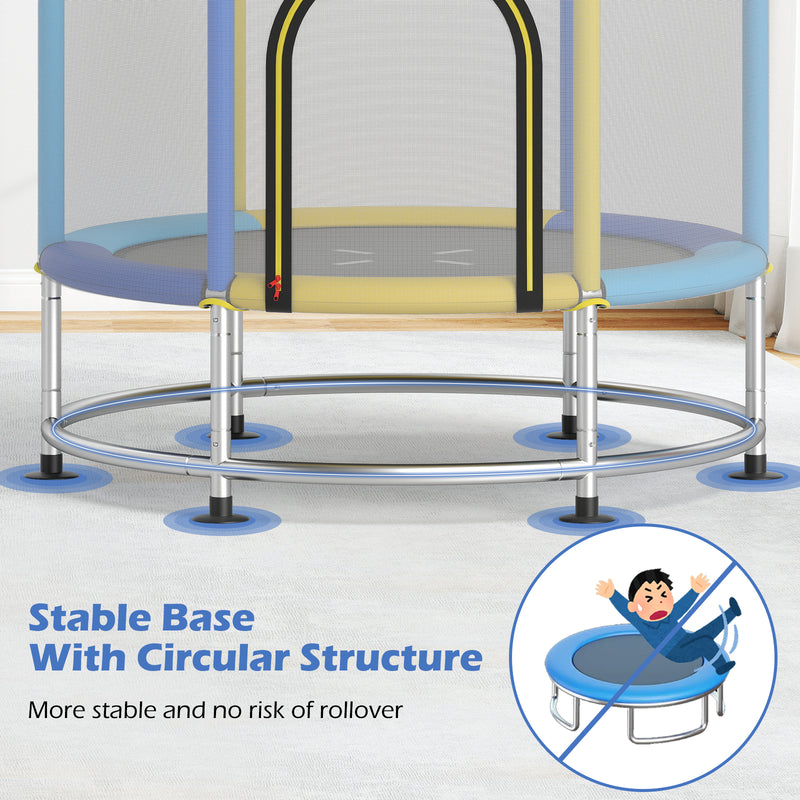 Costway - 55" Kids Trampoline Gift for for 3-6 Years Old Boys and Girls-Navy