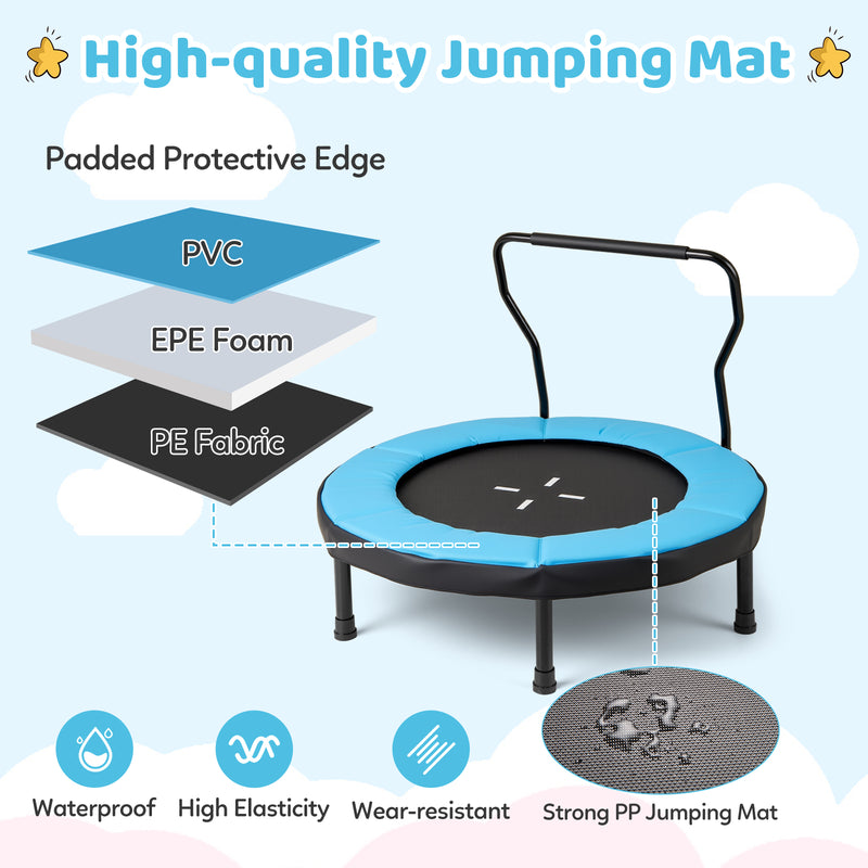 Costway - 40 Inch Trampoline for Kids Indoor Outdoor Fitness Trampoline-Blue