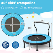 Costway - 40 Inch Trampoline for Kids Indoor Outdoor Fitness Trampoline-Blue