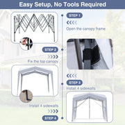 Costway - Pop up Canopy Tent wiht 4 Sidewalls Mesh Netting Wheeled Bag-White