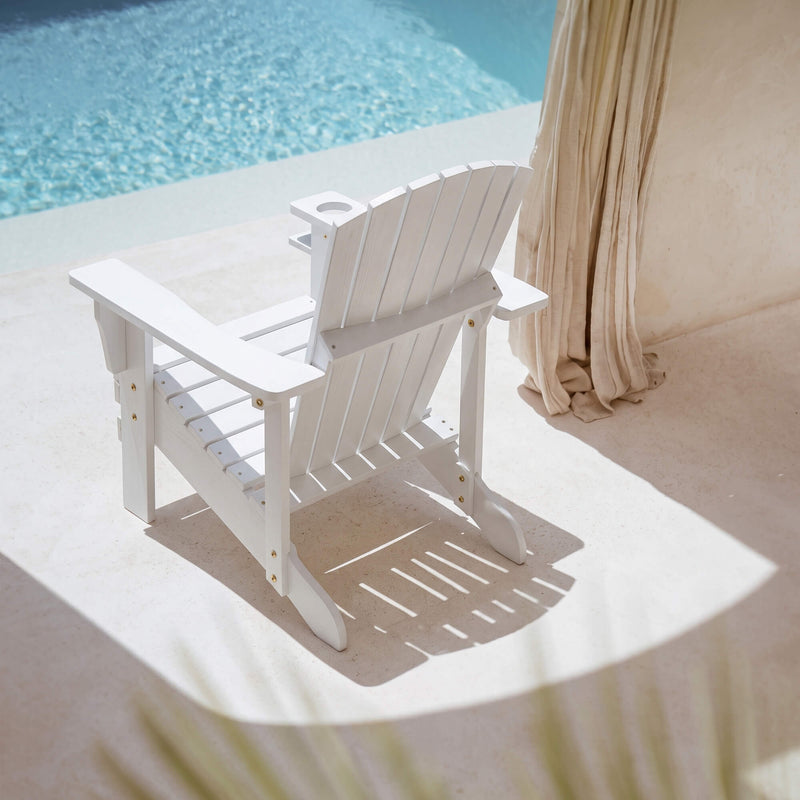 Outsunny - Classic Adirondack Chair Muskoka Chair, Garden Deck Chair with Cup Holder for Patio, Indoor, Backyard, White