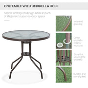 Outsunny - 6 Pieces Outdoor Dining Set for 4 with Umbrella Patio Outdoor Furniture Set with Round Table 4 Folding Chairs Cream