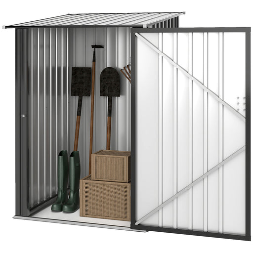 Garden Tool Storage Shed, Small Steel Shed with Lockable Door for Garden & Patio, Galvanized Steel Construction, Dark Gray