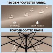 9' x 9' Round Market Umbrella with Valance, Patio Umbrella with Tilt and Crank, for Garden, Deck, Poolside, Khaki