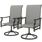 Outsunny - Patio Swivel Chair Set of 2, Swivel Rocker Outdoor Chairs with High Back, for Lawn Garden Backyard Deck, Light Grey