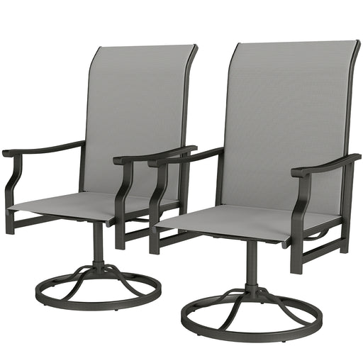 Outsunny - Patio Swivel Chair Set of 2, Swivel Rocker Outdoor Chairs with High Back, for Lawn Garden Backyard Deck, Light Grey