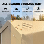 7' x 12' Outdoor Storage Shed Portable Garage with Roll-up Door for Motorcycle, Bike, Garden Tools, Beige