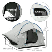 Outsunny - 2000mm Waterproof SUV Tent, Car Tent with 3 Doors and Mesh Window, for 5-6 Person Camping Travel, Grey and Blue