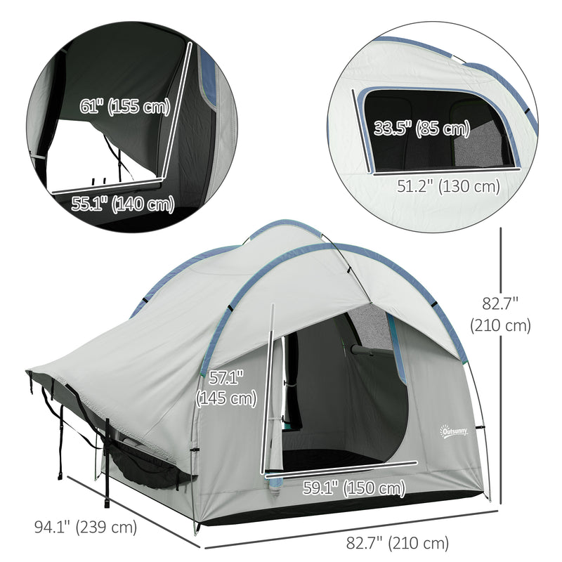 Outsunny - 2000mm Waterproof SUV Tent, Car Tent with 3 Doors and Mesh Window, for 5-6 Person Camping Travel, Grey and Blue