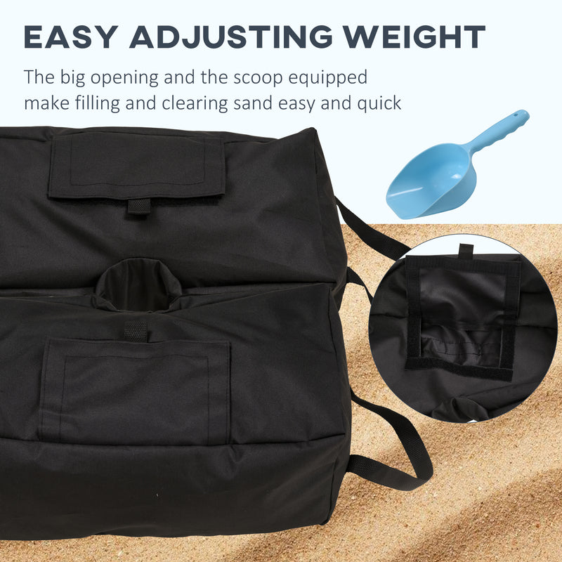 Outsunny - 2pc Umbrella Base Weight Bag, Garden Parasol Weight Base, Filled Sand Fits Most Umbrella w/ Scoop Up 55lbs, Black — 84D-054V00BK
