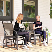 Outsunny - Outdoor Glider Bench with Coffee Table, Patio 2-Seat Rocking Chair Swing Loveseat with Breathable Sling for Backyard Garden Porch, Brown
