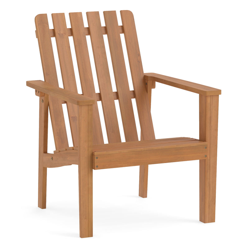 Costway - 1 Pack Acacia Wood Outdoor Patio Chair with Slatted Backrest and Seat Built-in Armrest