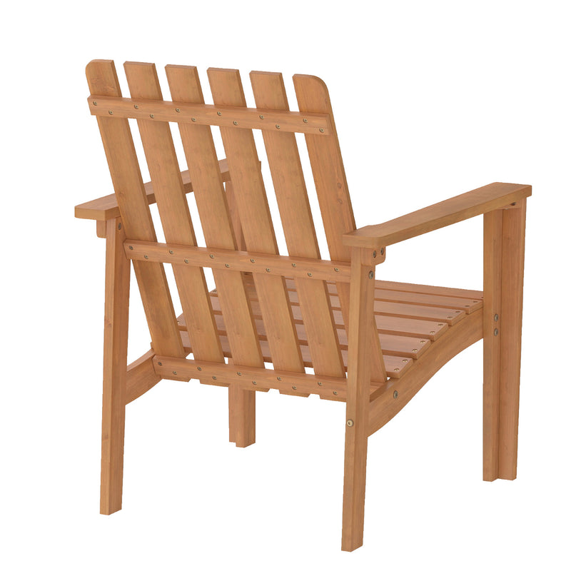 Costway - 1 Pack Acacia Wood Outdoor Patio Chair with Slatted Backrest and Seat Built-in Armrest
