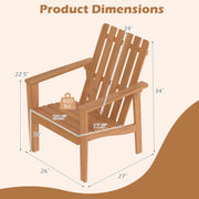 Costway - 1 Pack Acacia Wood Outdoor Patio Chair with Slatted Backrest and Seat Built-in Armrest