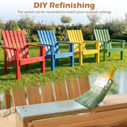 Costway - 1 Pack Acacia Wood Outdoor Patio Chair with Slatted Backrest and Seat Built-in Armrest