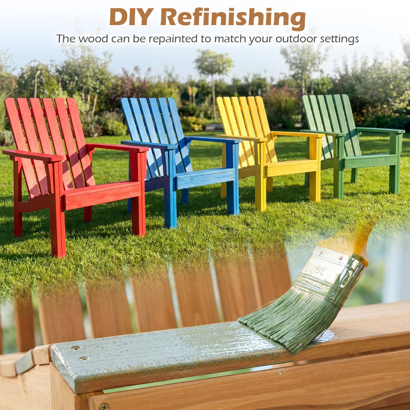 Costway - 1 Pack Acacia Wood Outdoor Patio Chair with Slatted Backrest and Seat Built-in Armrest