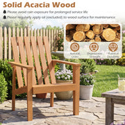 Costway - 1 Pack Acacia Wood Outdoor Patio Chair with Slatted Backrest and Seat Built-in Armrest