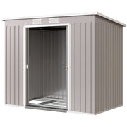 7' x 4' Galvanised Steel Garden Shed, with Foundation Kit - Grey