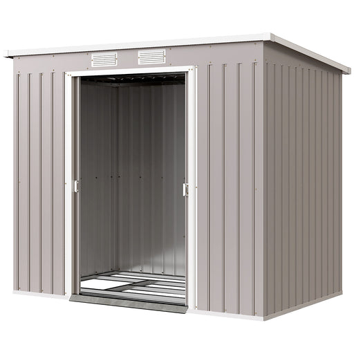 7' x 4' Galvanised Steel Garden Shed, with Foundation Kit - Grey