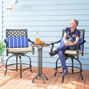 Outsunny - Outdoor Bar Stools Set of 2, Bar Height Swivel Patio Chairs with Cushion, Pillow Footrest for Poolside, Backyard
