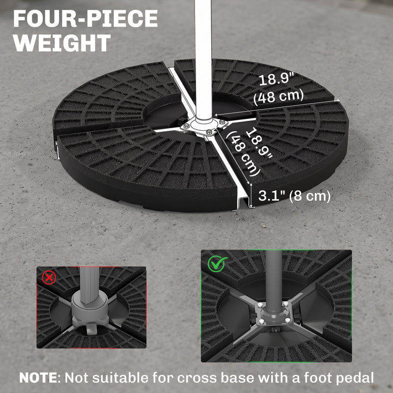 Outsunny - Set of 4 Umbrella Base Weights Outdoor Parasol Holder for Cross Base, Portable — 84D-061