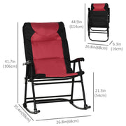 Outsunny - Folding Rocking Chair Set of 2 Padded Rockers with Armrest, Red & Black