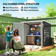 5x3 Lean to Shed with Lockable Door, Durable Metal Shed for Garden, Patio, Lawn, Black