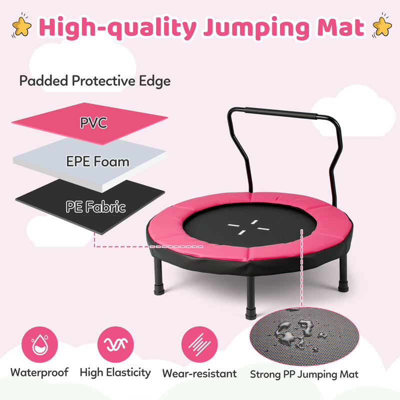 Costway - 40 Inch Trampoline for Kids Indoor Outdoor Fitness Trampoline-Pink